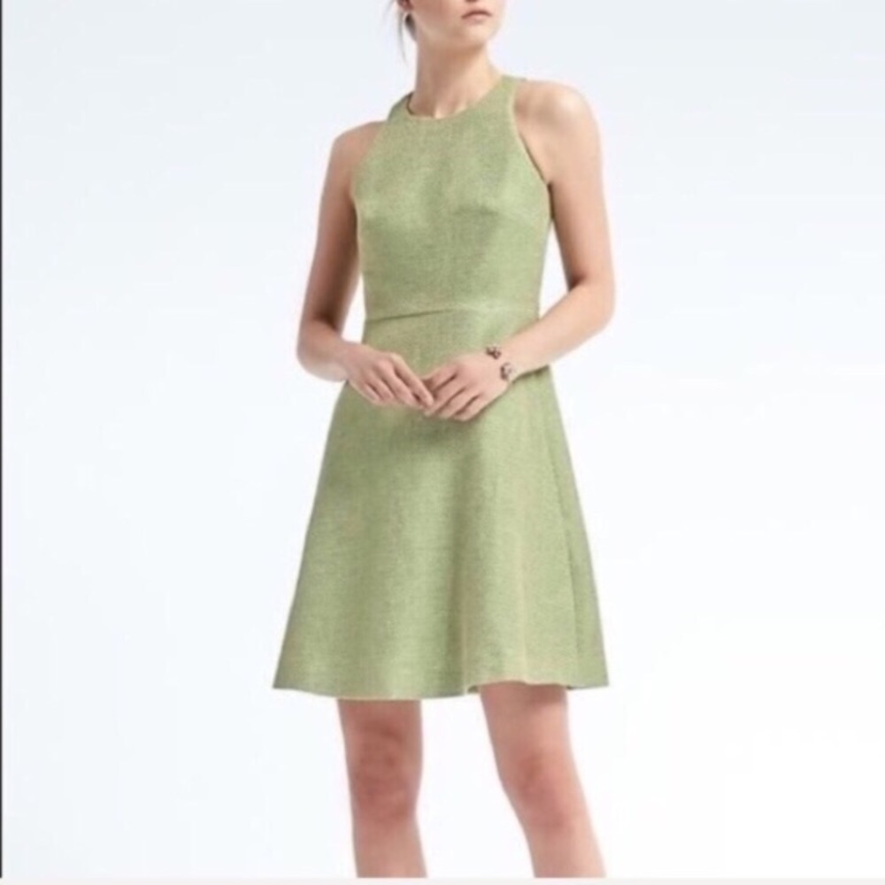 BANANA REPUBLIC Pistachio Tweed Fit & Flare Dress
